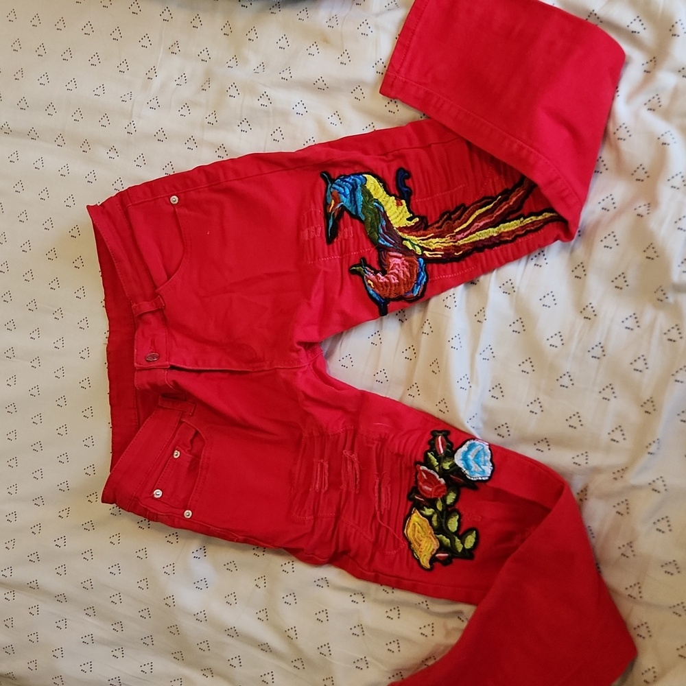 Red men's jeans, graphic, 29x28
